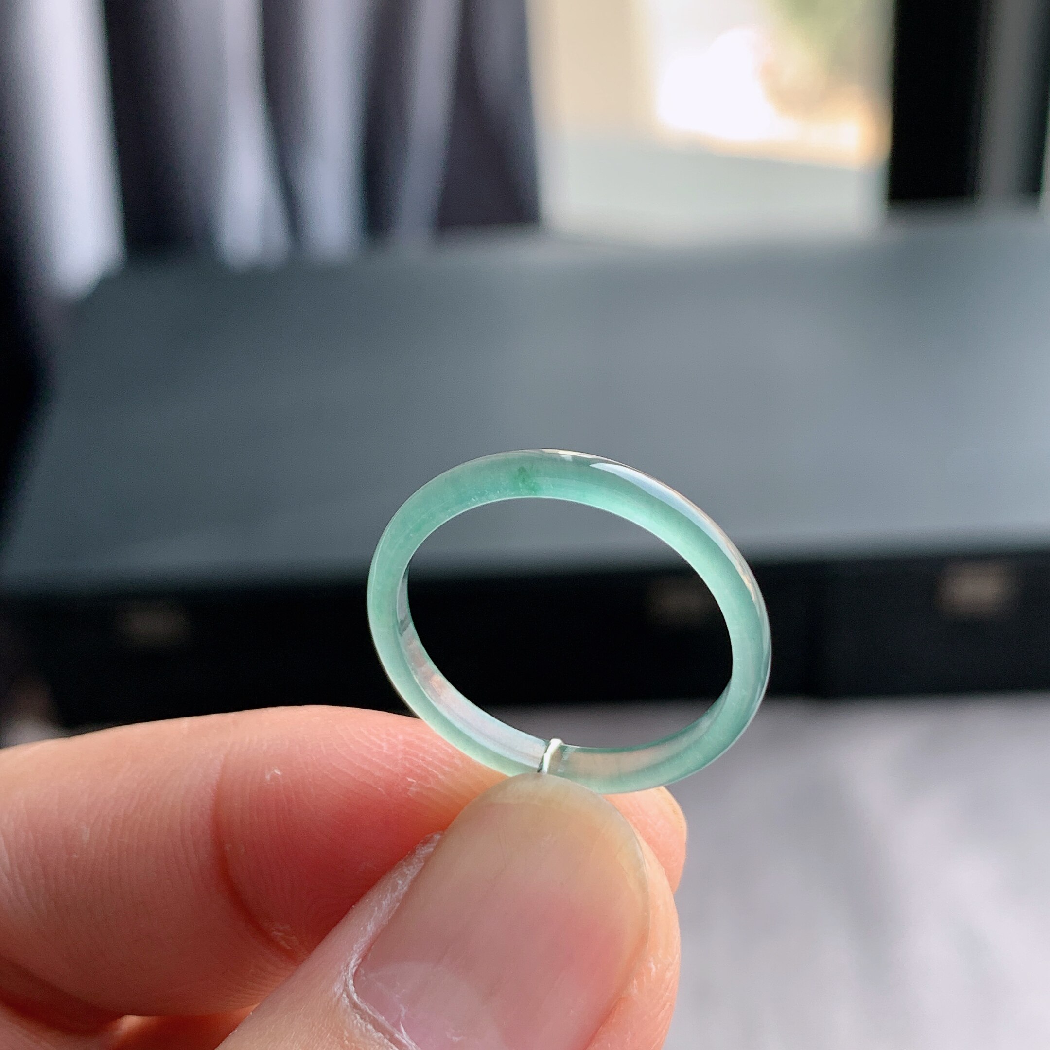 天然A货冰种翡翠白月光戒指