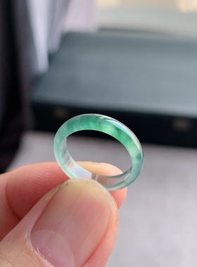 天然A货翡翠 冰种8号冰飘花男女戒指指环素圈戒圈尾戒XGA7