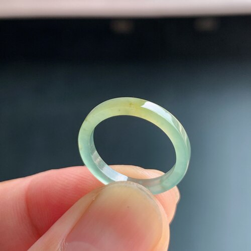 天然A货冰种黄翡翠方戒