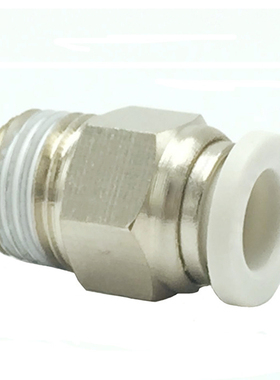 白色气动快速接头气管快插螺纹直通PC4PC6PC8PC10PC12-M5工具元件