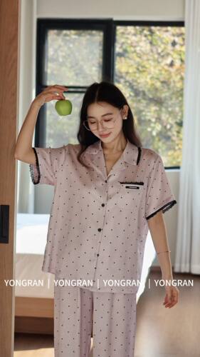 雍然女夏款家居服睡波点可爱减龄