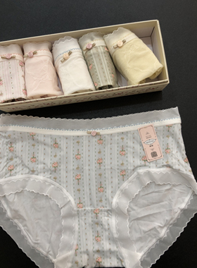 秘语新款法式碎花锦丝内裤亲肤薄棉纯欲性感包臀中高腰短裤62074