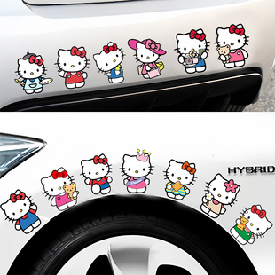 HelloKitty猫电动车装饰贴纸防水汽车车尾轮眉划痕遮挡小号不留胶