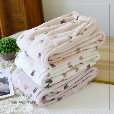 法兰绒加绒加厚保暖睡裤