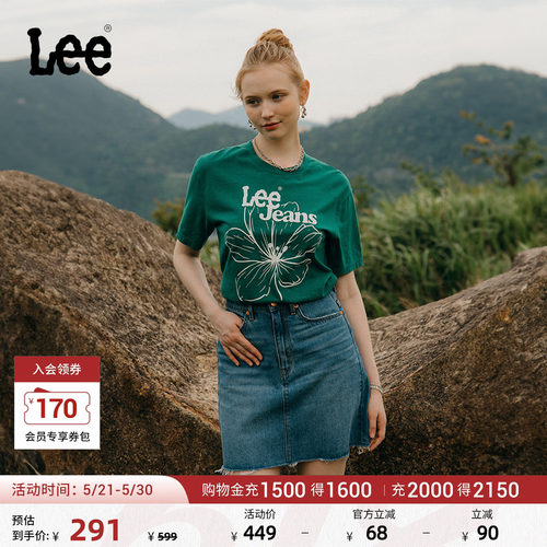 Lee五袋款中蓝色女牛仔半裙
