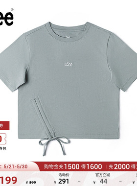 Lee商场同款舒适版圆领刺绣Logo灰色女短袖T恤休闲潮LWT0099634LE
