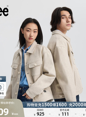 Lee舒适版翻领仿羊毛质感燕麦灰男女同款棉服外套潮LUT010952206