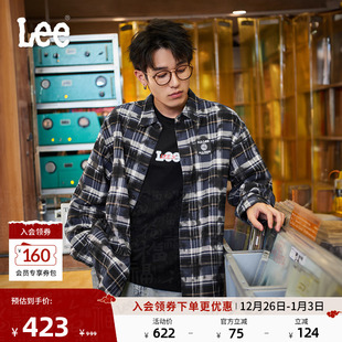衬衫 翻领宽松肌理格纹午夜蓝男长袖 LMT009790207 舒适版 Lee25新品