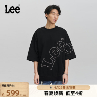 Lee商场同款 T恤LMT007462203 舒适圆领大Logo黑色男短袖 24春夏新品