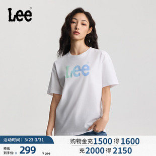 圆领渐变效果Logo印花轻薄女短袖 舒适版 T恤 26春夏新品 Lee商场同款