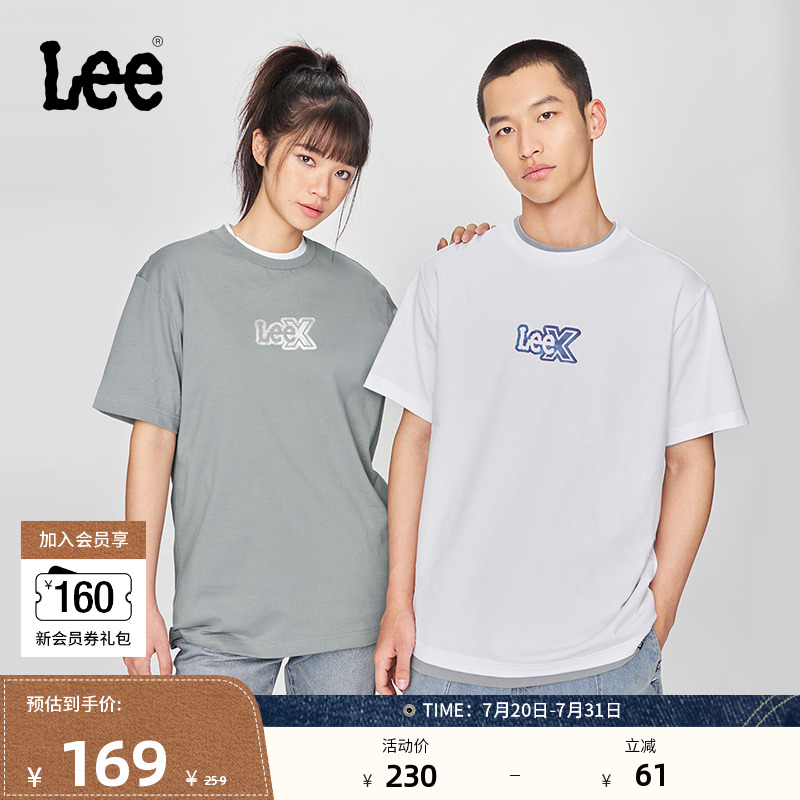 Lee25春夏新品舒适版圆领Logo印花男女同款短袖T恤潮LUT