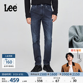 潮A08788 Lee舒适中腰锥形磨毛深蓝色男保暖牛仔裤 张凌赫代言