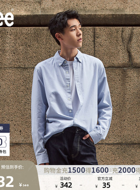 Lee标准版日常简约翻领小Logo男士长袖衬衫休闲潮流LMT009028T12