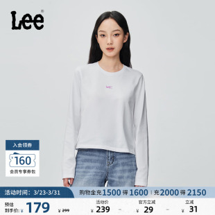 T恤休闲潮LWT0108753RX 圆领箔印Logo设计白色女长袖 Lee标准版 经典