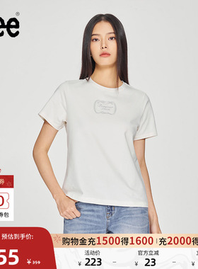 Lee商场同款25新品标准版圆领蛇纹印花Logo女短袖T恤LWT010188K99