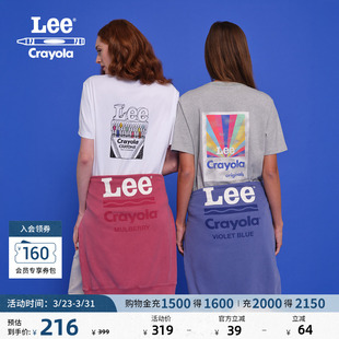 短袖 Lee× 印花图案白色男女同款 舒适版 T恤潮 Crayola联名商场同款