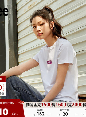 Lee25新品标准版圆领闪粉印花Logo女短袖T恤休闲潮流LWT0098664LE
