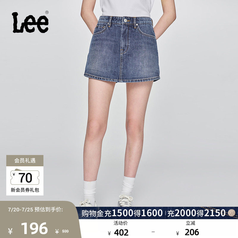 Lee日常经典五袋款设计中蓝色女士牛仔裙裤休闲潮流LWB009914101