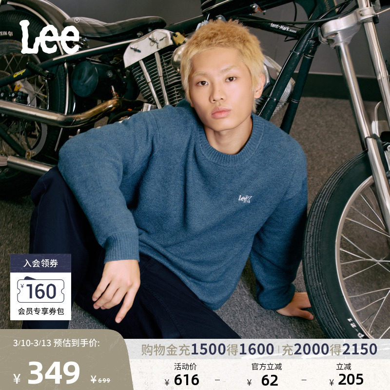 Lee舒适版经典圆领刺绣小Logo男女同款毛衣休闲潮流LUT010831209