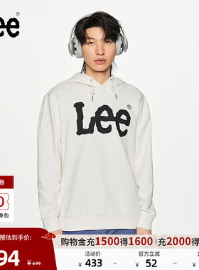 Lee商场同款经典色舒适版型logo男连帽长袖卫衣休闲潮流LMT00677
