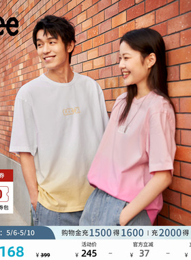Lee舒适版字母Logo印花渐变男女同款短袖T恤休闲潮流LUT0098474LE