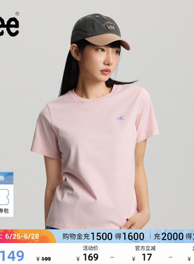 Lee26春夏新品经典圆领渐变Logo印花女短袖T恤休闲潮LWT0121924LE