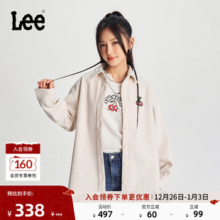 保暖休闲潮流LWT008914206 衬衫 Lee舒适版 仿羊毛毡米白色女长袖