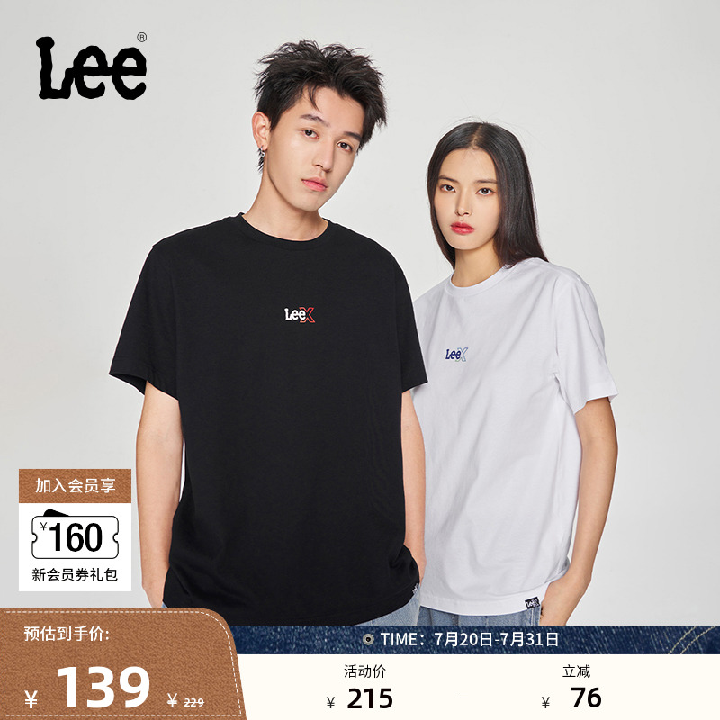 Lee25春夏新品舒适版渐变印花Logo摩登中性男女同款短袖T恤