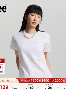 Lee26春夏新品经典圆领渐变Logo印花女短袖T恤休闲潮LWT0121924LE