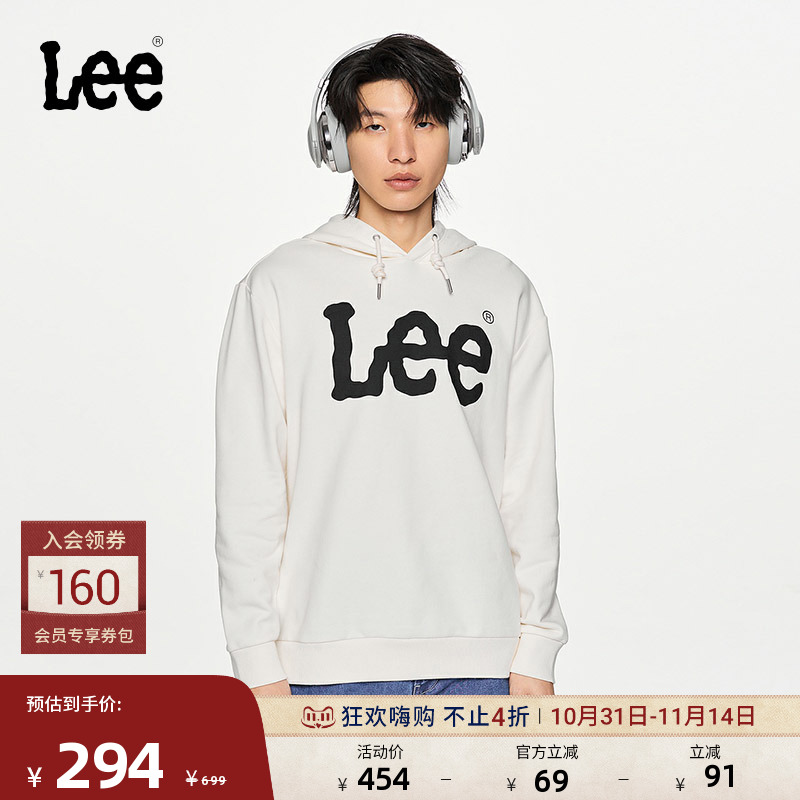Lee舒适版型logo男连帽长袖卫衣