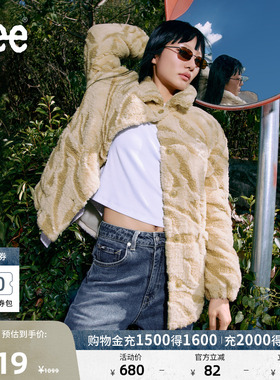 Lee秋冬舒适版日常经典翻领Logo夹棉棉服外套女保暖休闲潮流LWT0
