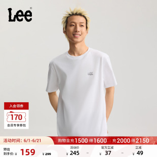 Lee26年春夏新品舒适版圆领钥匙扣设计图案印花白色男短袖T恤休闲