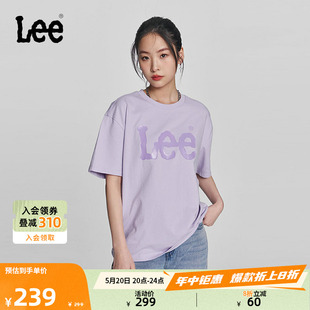 圆领Logo印花女短袖 Lee商场同款 24春夏新品 舒适版 T恤LWT0080503RT