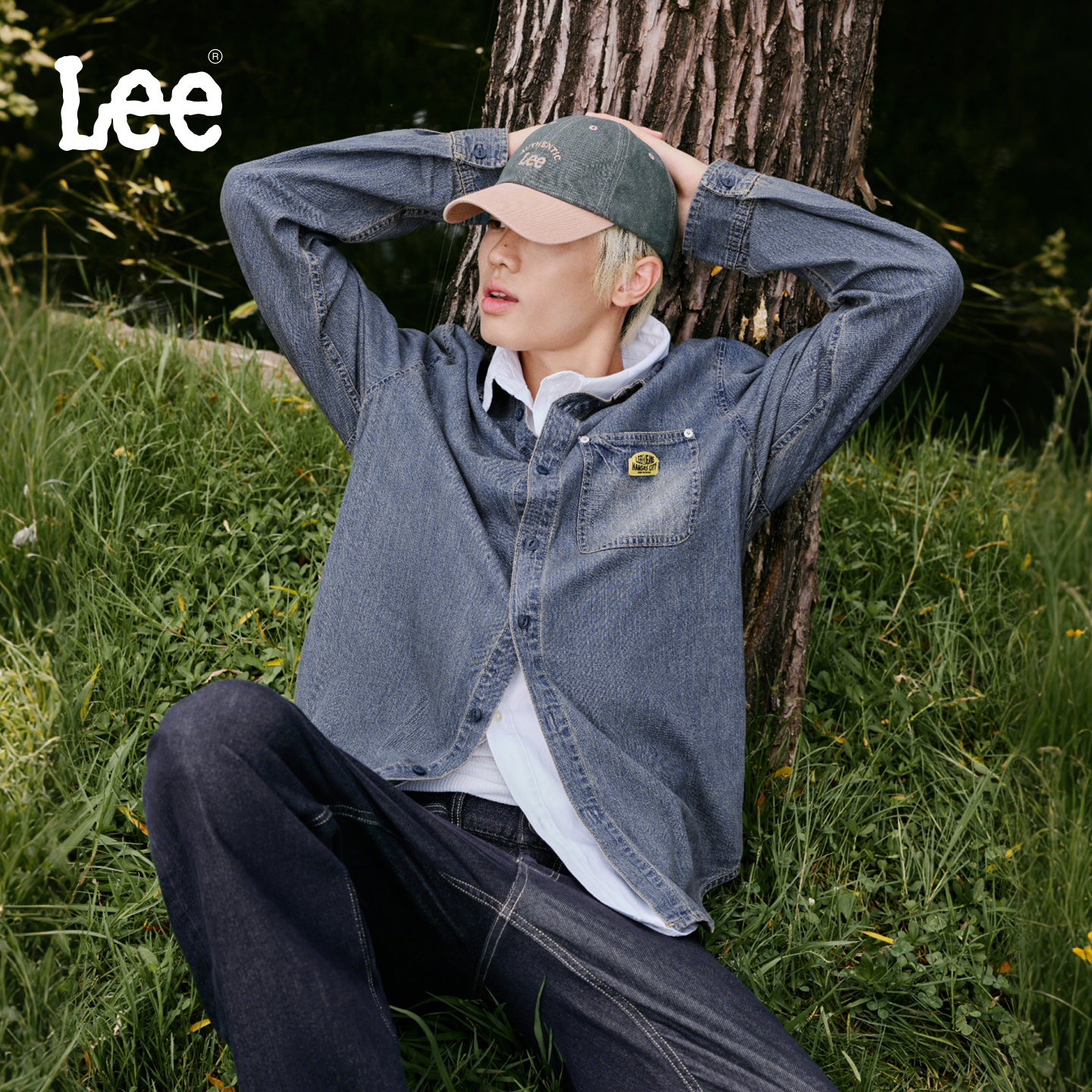 基础款长袖牛仔衬衫 复古深蓝色水洗设计