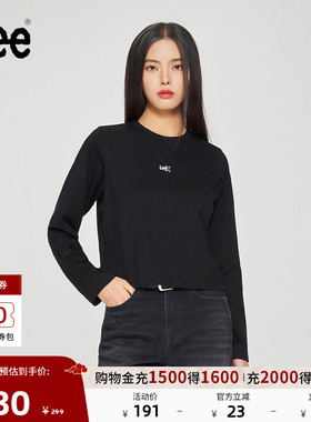 Lee25新品舒适版圆领银色闪光Logo黑色女长袖T恤休闲LWT0098554LE
