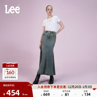 设计复古蓝女鱼尾牛仔半裙 美颜牛仔五袋款 Lee商场同款 25新品
