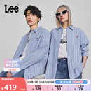 长袖 Lee24春夏新品 翻领条纹蓝色男女同款 LUT008312205 舒适版 衬衫