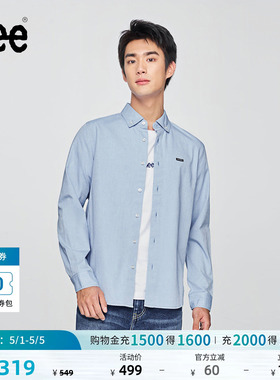 Lee标准版日常简约翻领小Logo徽标男长袖衬衫休闲潮LMT010826T12