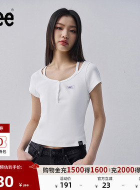 Lee25新品修身版型圆领刺绣Logo女短袖T恤休闲潮流LWT009876207