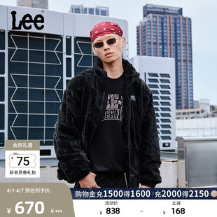 Lee舒适版 摇粒绒棉服外套LUT010822209 立领织标Logo黑色男女同款