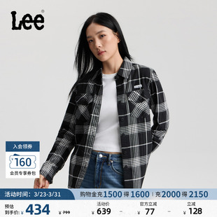 衬衫 翻领银色纱线混纺格纹女长袖 LWT011256209 舒适版 Lee商场同款