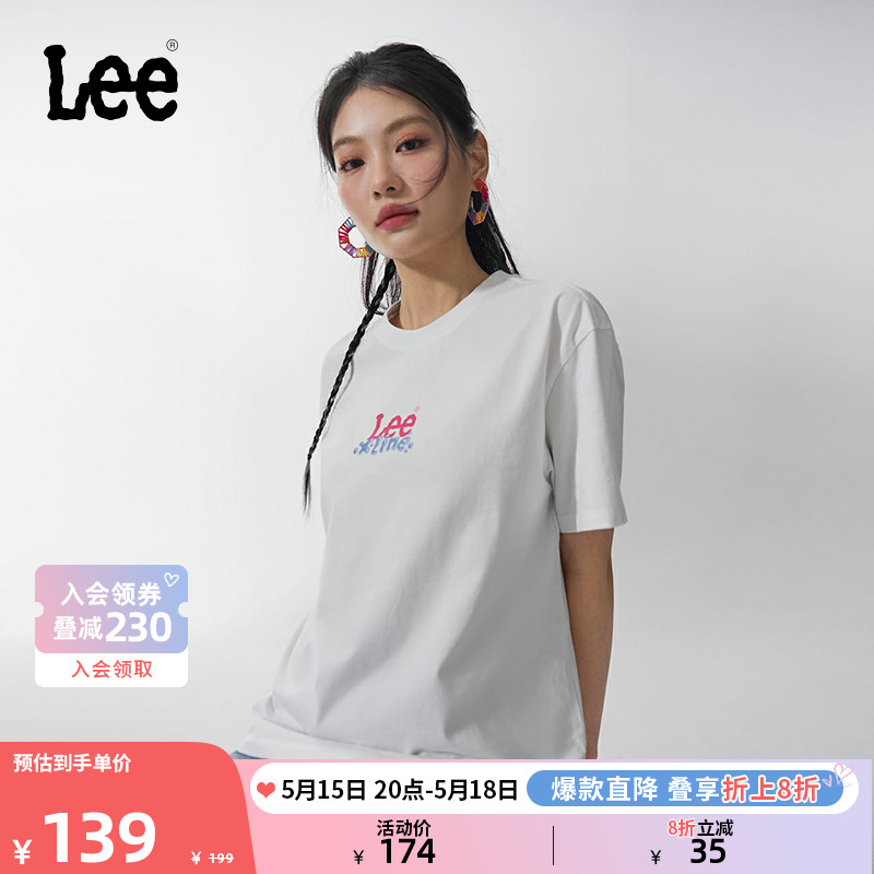 Lee24春夏新品Oversive印花圆领棉质日常女短袖T恤潮LWT00