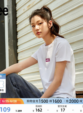 Lee标准版经典圆领闪粉印花Logo女士短袖T恤休闲潮流LWT0098664LE