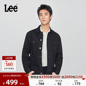 Lee25秋冬新品 舒适版 翻领小Logo织标黑色男牛仔夹克外套休闲潮