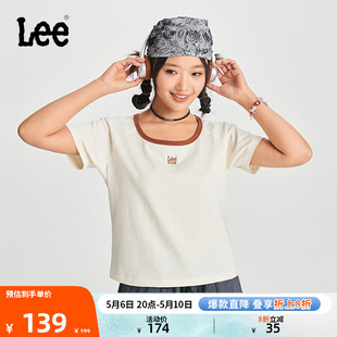 方领米白色女短袖 Lee24春夏新品 插肩袖 T恤LWT0082524LE 舒适版 173