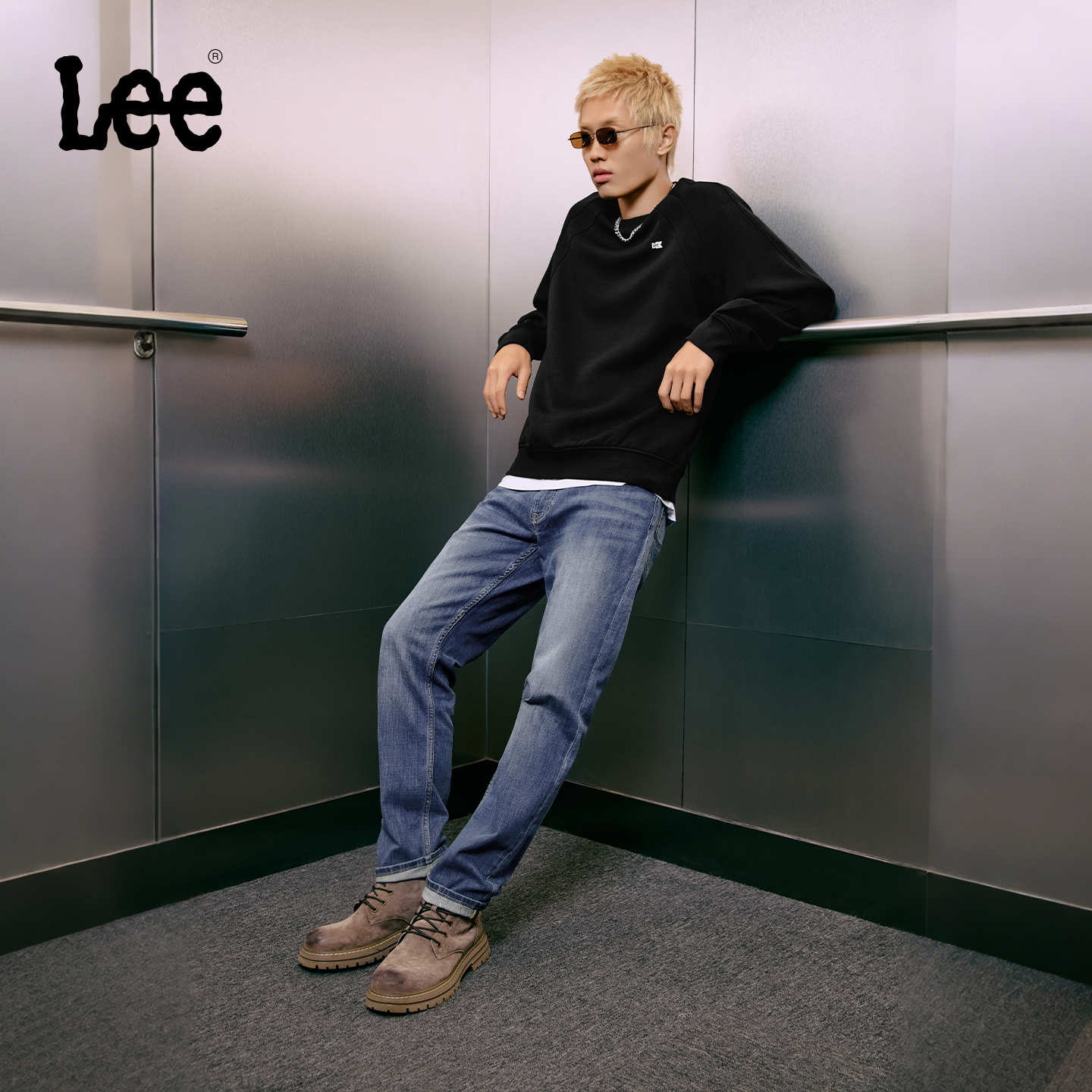 Lee百搭五袋裤款男牛仔裤