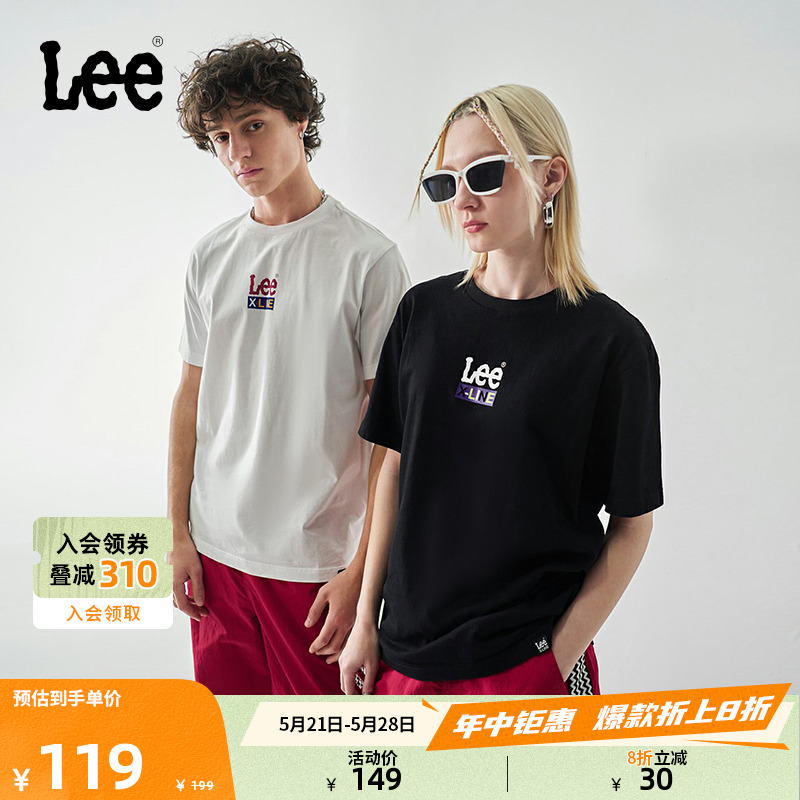 Lee24春夏新品舒适版型撞色字母印花圆领男短袖T恤潮LUT0055314LE