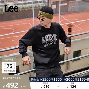 圆领植绒印花Logo男长袖 卫衣休闲潮流LMT010842204 经典 Lee舒适版