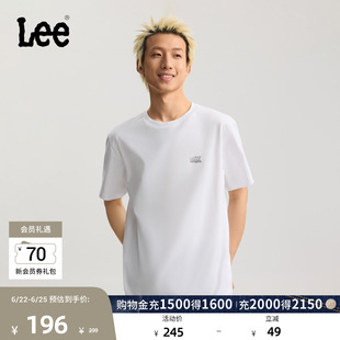 Lee26年春夏新品舒适版圆领钥匙扣设计图案印花白色男短袖T恤休闲