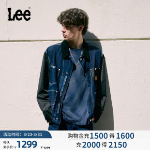 夹克深蓝男 灯芯绒翻领拼接设计91J工装 Lee商场同款 26春夏新舒适版